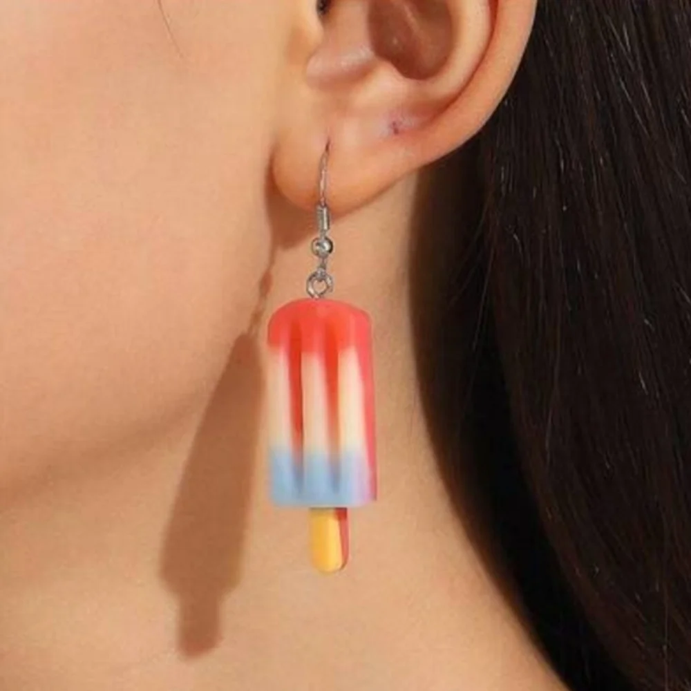 Red, White, Blue Popsicle Summer Womens Dangle‎ Earrings